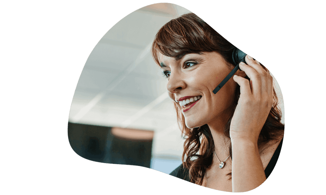 Woman talking on phone using a headset working in call centre